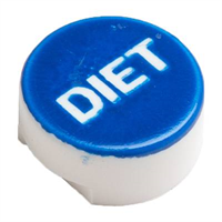 Button -Diet, Schroeder, white on blue