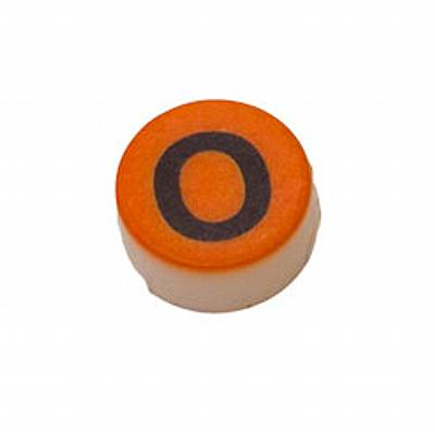 Button -O, black on orange, WB