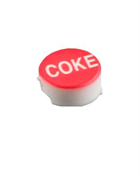 Button -Coke, white on red, WB