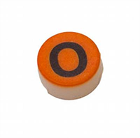 Button -O, black on orange, WB