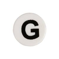 Button -G, Schroeder, black on white